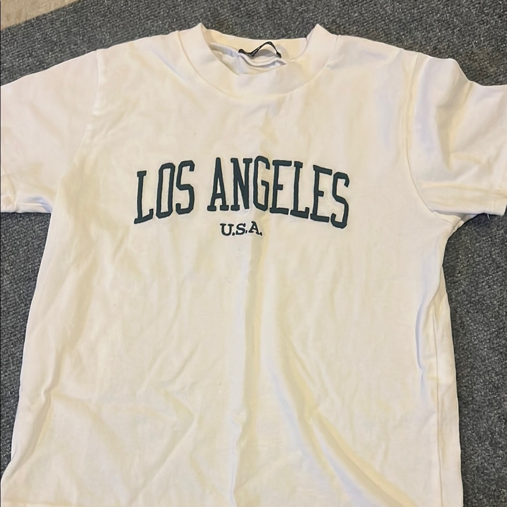Brandy Melville White Tee with Green Print